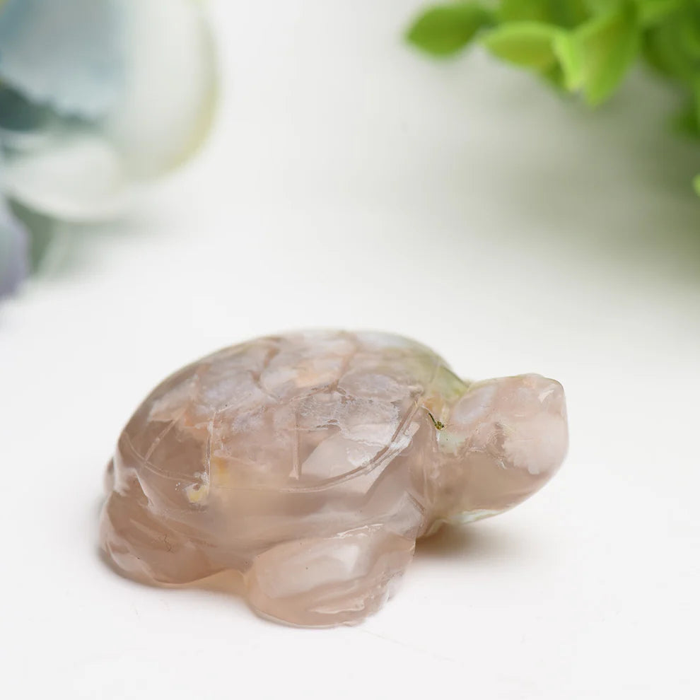 2.0" Flower Agate Turtle Crystal Carving Bulk Wholesale 2.0"