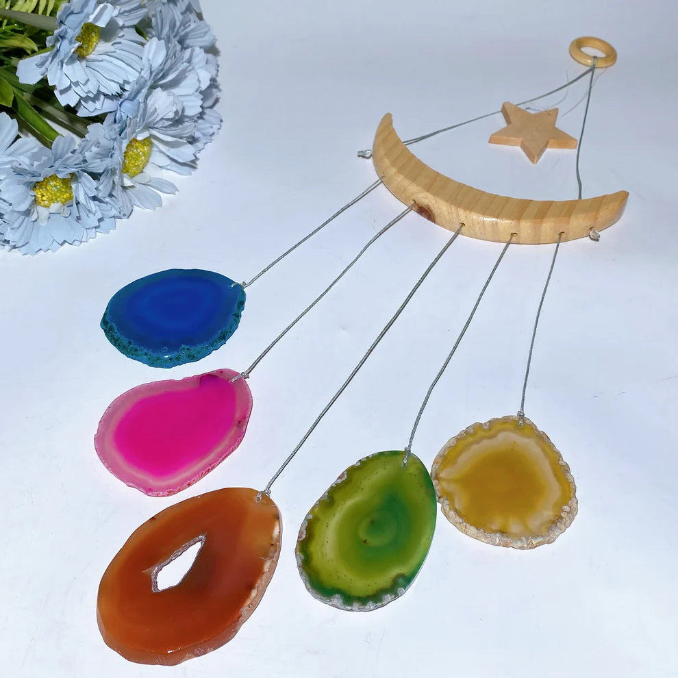 45-60cm Chakra Crystal Chips Life Tree with Colorful Agate Slabs Dreamcatcher Chime