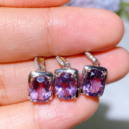 925 Silver Faceted Amethyst Pendant Crystal Healing Bulk Wholesale