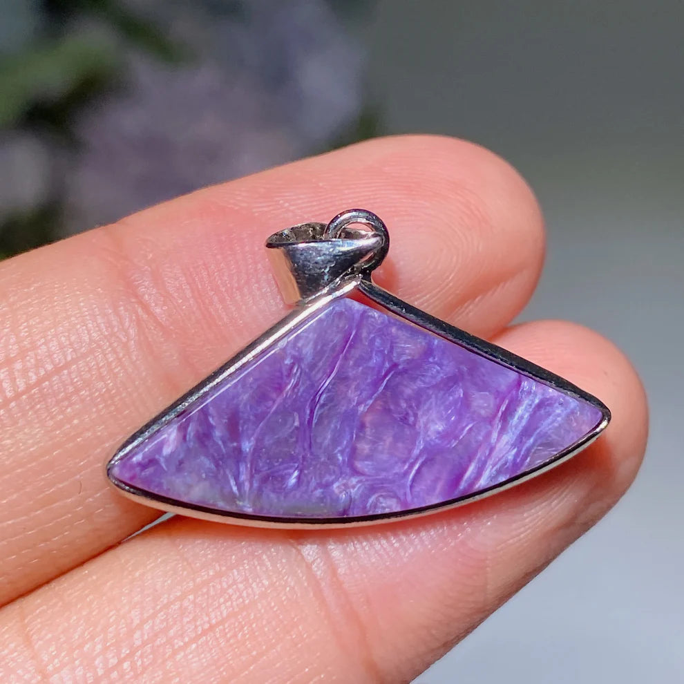 Charoite Fan Shape Pendant Crystal Healing Bulk Wholesale