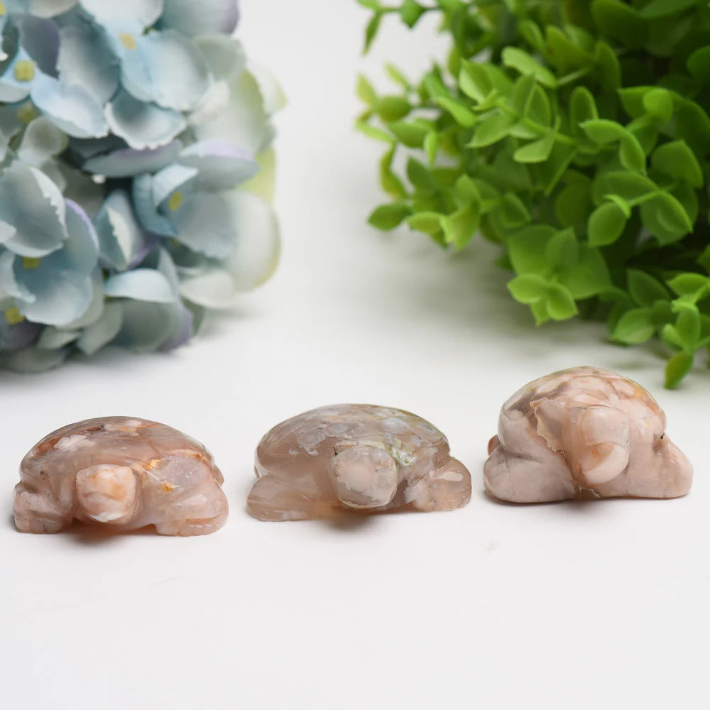 2.0" Flower Agate Turtle Crystal Carving Bulk Wholesale 2.0"